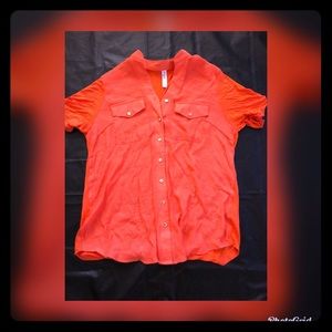 Orange Button Up Blouse